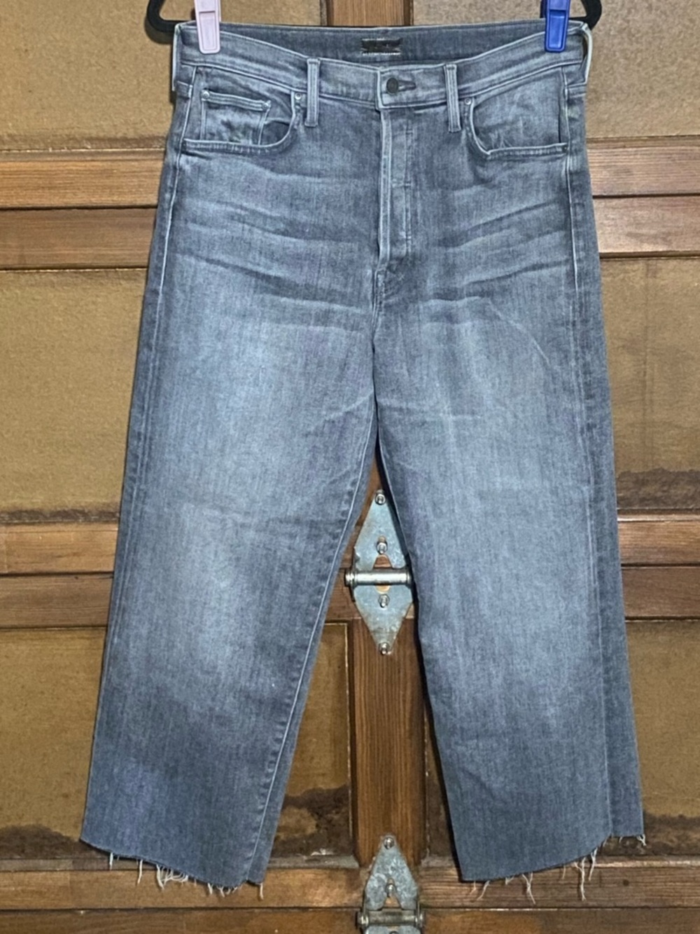 MOTHER Women's Gray Cropped Straight-Leg Jeans